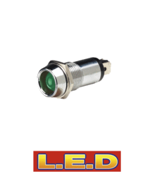 62096BL Narva 24 Volt Chrome Pilot Lamp with Green L.E.D