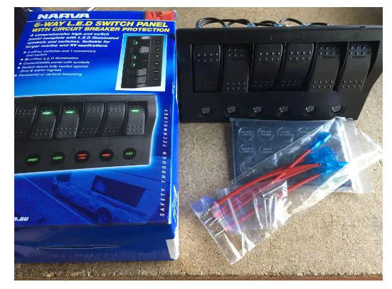 63191 Narva 4 - Way Sealed L.E.D Switch Panel with Circuit Breaker Protection