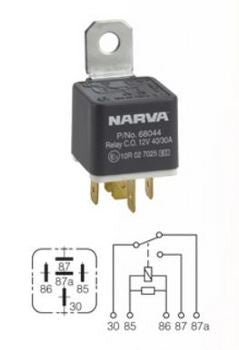 NARVA 68044BL RELAY  5 PIN 12 VOLT 30 40 AMP CHANGE OVER TYPE