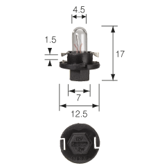 47744 Narva 12 Volt Dash Panel Globe Black