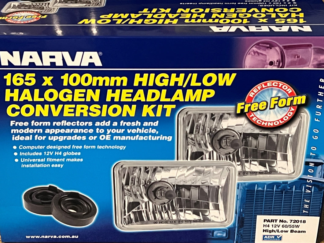 H4 165 x 100mm 12V 60/55W High/Low Beam Free Form Halogen Headlamp Conversion Ki