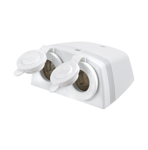 81160WBL Narva Heavy Duty Twin Surface Mount Accessory Sockets White