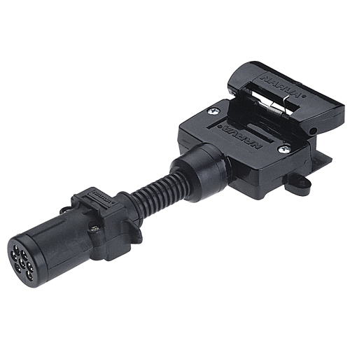 82215BL Narva 7 Pin Small Round Socket on Car to 7 Pin Flat Plug on Trailer