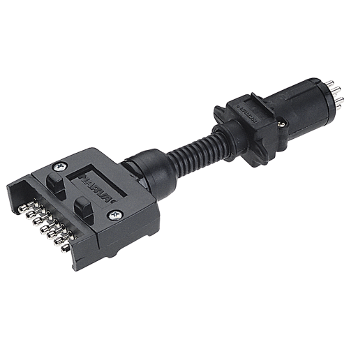 82225BL Narva 7 Pin Flat Socket on Car to 7 Pin Small Round Plug on Trailer