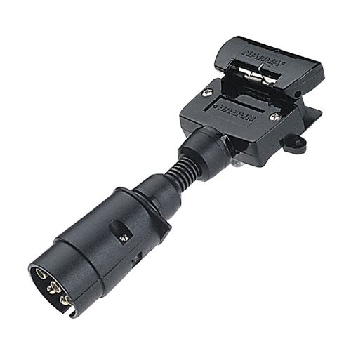 82235BL Narva 7 Pin Large Round Socket on Car to 7 Pin Flat Plug on Trailer