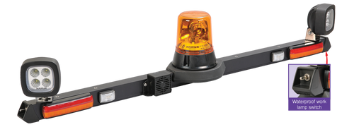 85072A Narva 12 Volt Halogen Rotating Mine Bar - 1.2m with L.E.D Work Lamps Floo