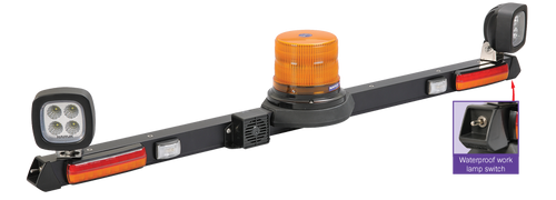 85084B Narva 12/24 Volt L.E.D Strobe Mine Bar - 1.2m with L.E.D Work Lamps Flood
