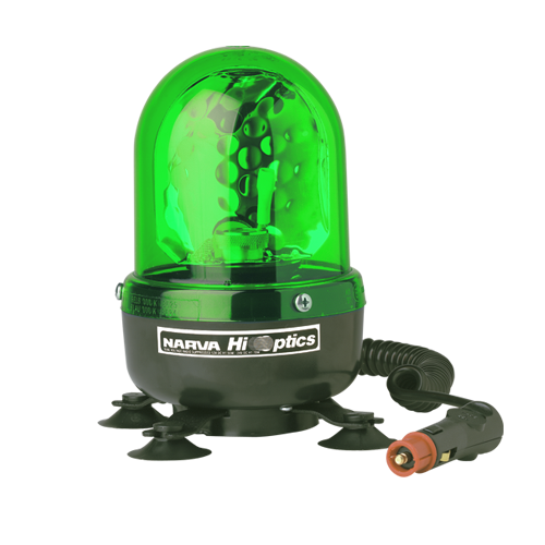 85411G Narva 12/24 Volt Hi Optics Baby Magnetic Rotating Beacon Green