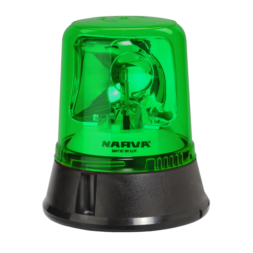 85650G Narva 12/24 Volt Optimax Rotating Beacon Green Flange Base