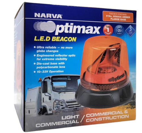 Narva Optimax LED Rotating Beacon Amber 10-33V Class 1 LED Beacon Amber 85660A