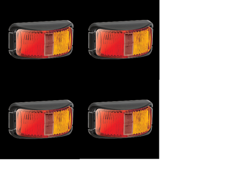 4 x Narva 91602 LED Red/Amber Side Markers with Clear Lens Truck Trailer Lights