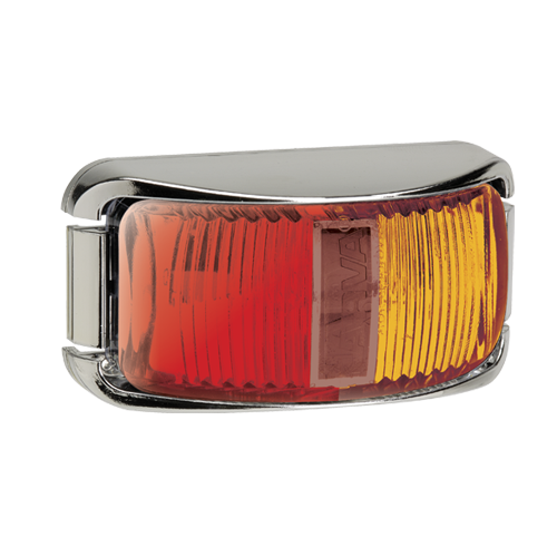 91602C Narva 9-33 Volt L.E.D Side Marker Lamp (Red/Amber) with Chrome Base and 0