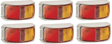 6 x 91602W Narva 9-33 Volt L.E.D Side Marker Lamp (Red/Amber) with White Base