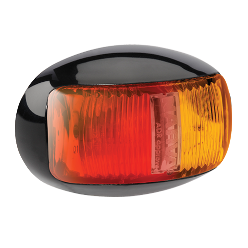 91605 Narva 9-33 Volt L.E.D Side Marker Lamp (Red/Amber) with Oval Black Deflect