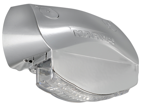 91664BL Narva 9-33 Volt 3 L.E.D Licence Plate Lamp in Chrome Housing and 0.5m Ca