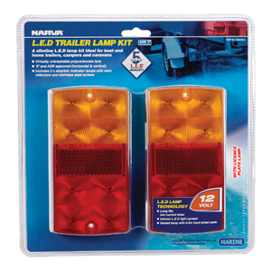 93640BL2 Narva 12 Volt L.E.D Slimline Trailer Lamp Pack with Licence Plate Lamp