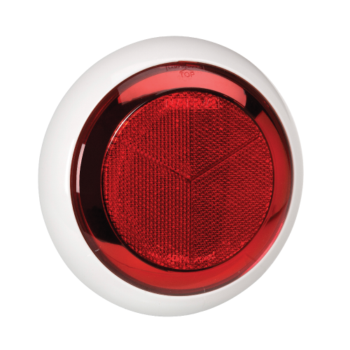 94339 Narva Red Retro Reflector with Chrome Ring and Contoured 150mm White Base