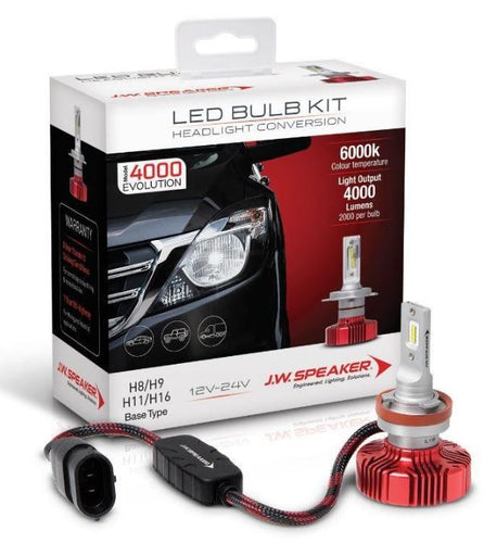H8 H9 H11 H16 JW Speaker 4000 series 6000k white LED Headlight Kit 990011