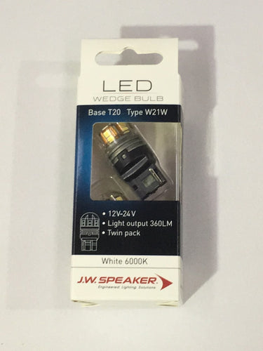 1 x Pair JW Speaker LED T20 7440 W21W 6000K Bright White bulb for Reverse Light