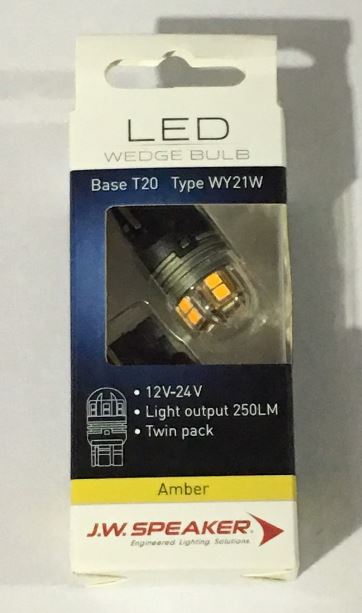 (PAIR) JW Speaker LED WY21W T20 7440 BRIGHT AMBER Bulb for Indicator Turn Signal