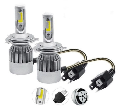 H4 COB LED Car Led Headlight Bulbs BRIGHT! 72W 7200LM! 6000K White