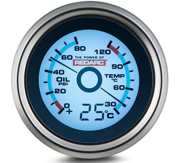 REDARC Oil Pressure & Water Temperature Gauge with optional temp display G52-PWT
