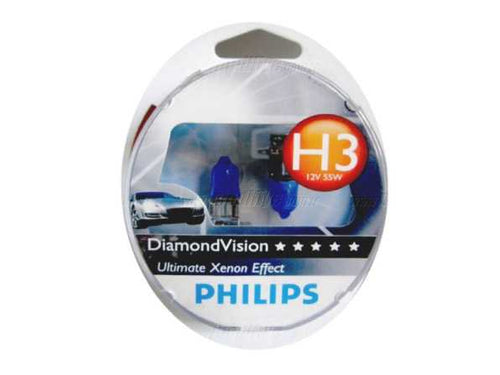 Philips H3 Diamond Vision 5000k Halogen Xenon White Fog Light Bulbs Globes