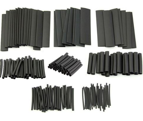 127 Piece BlackWeatherproof Heat Shrink Sleeve Tube Assortment Kit