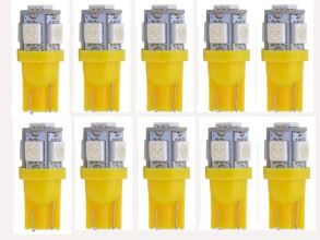 10 x YELLOW T10 W5W LED Bulb 5 SMD LED Super Bright wedge Lights bulbs Lamps 12V