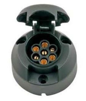 Trailer Light Socket 7 Pin Round Socket Plastic Clip Type Large